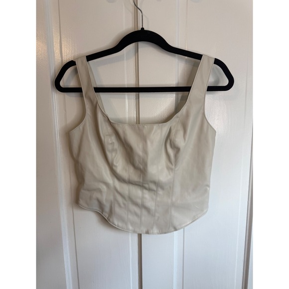 Abercrombie & Fitch Tops - Abercrombie & Fitch Vegan Faux Leather Corset Top Cream Off White Medium NWT